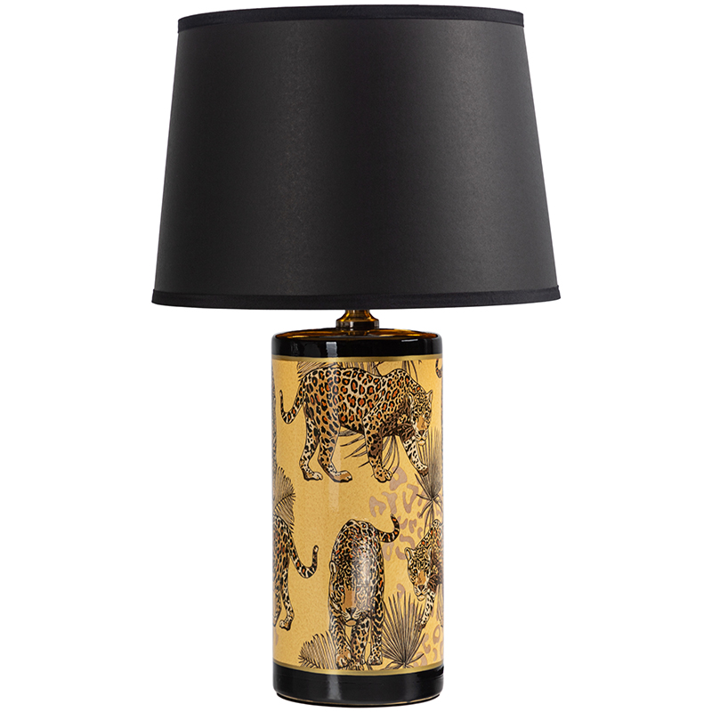 Настольная лампа с абажуром Leopard Lampshade Black Желтый Черный в Костроме | Loft Concept 