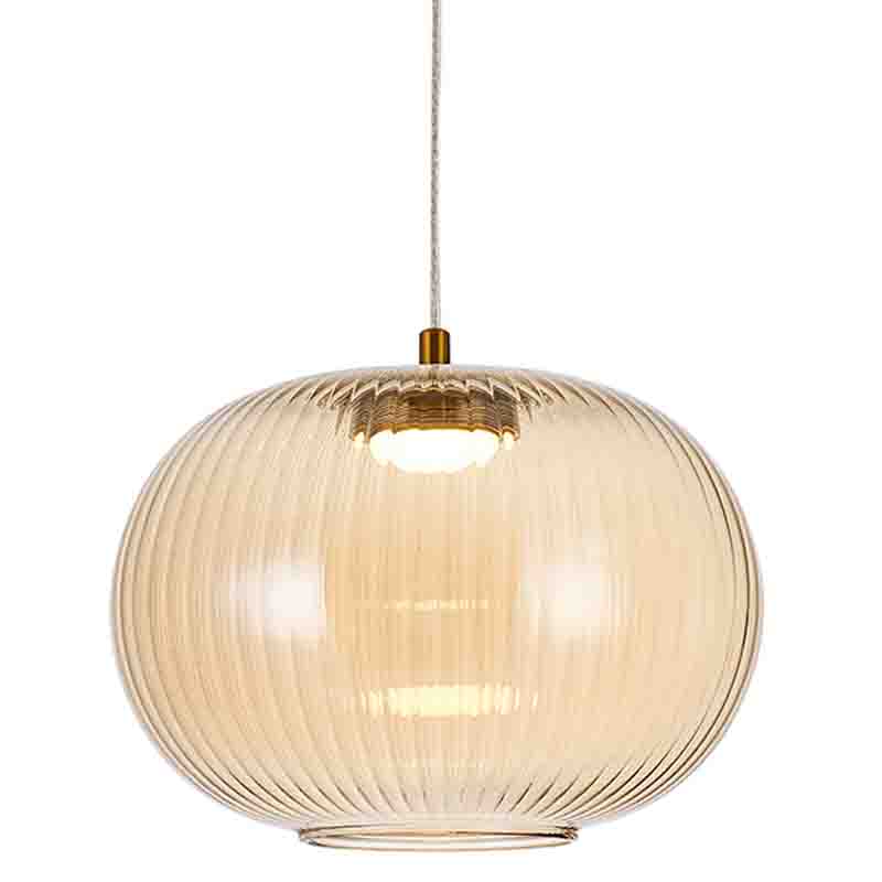 Подвесной светильник с янтарным рифленым стеклянным плафоном Ferm Living Янтарный Латунь Подвесной светильник с янтарным рифленым стеклянным плафоном Ferm Living Янтарный Латунь в Костроме | Loft Concept