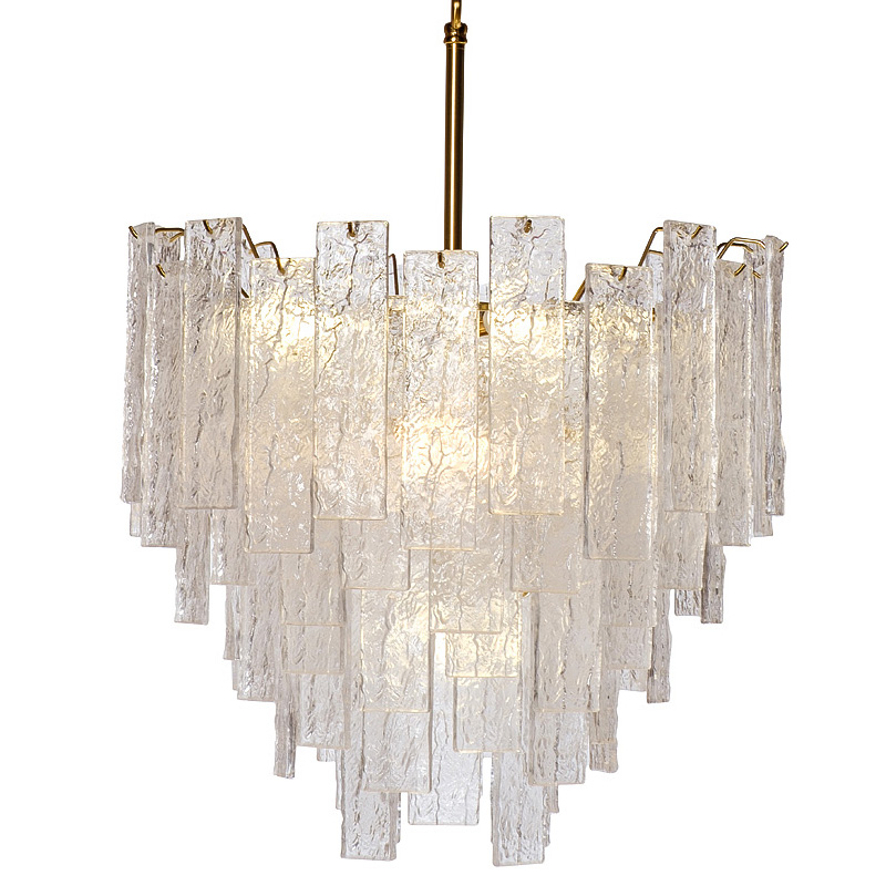 Люстра Dorit Textured Glass Rectangular Chandelier Золотой Люстра Dorit Textured Glass Rectangular Chandelier Золотой в Костроме | Loft Concept