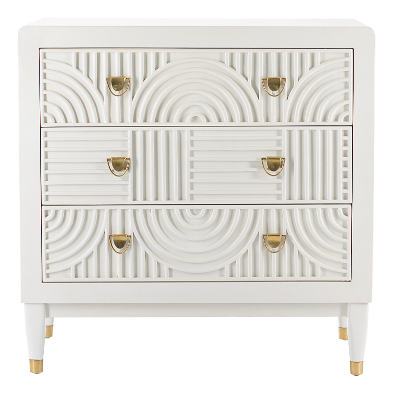 Комод с 3-мя ящиками Seymour Chest Of Drawers white Белый Белый Латунь Комод с 3-мя ящиками Seymour Chest Of Drawers white Белый Белый Латунь в Костроме | Loft Concept