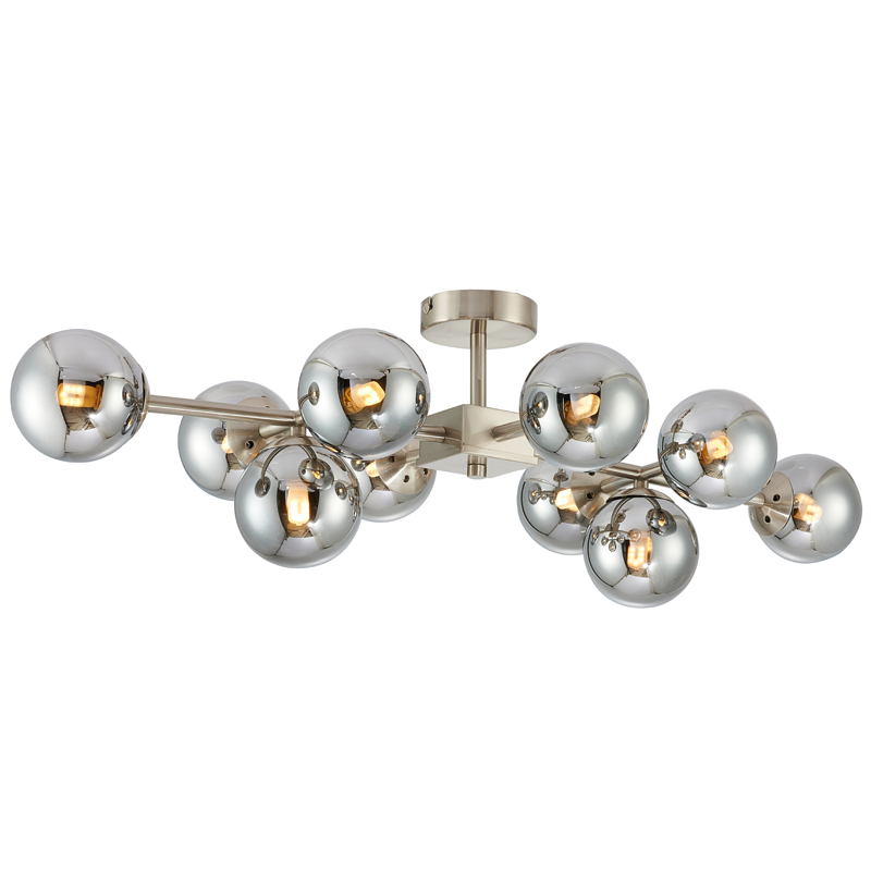 Люстра Berries Chandelier smok 10 Стекло Смок Никель Люстра Berries Chandelier smok 10 Стекло Смок Никель в Костроме | Loft Concept