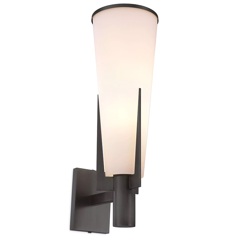 Бра Eichholtz Wall Lamp Dino Bronze Белое матовое стекло Черный Темная бронза в Костроме | Loft Concept 