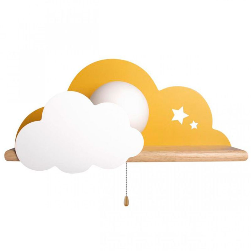 Бра с полкой желтое Облако Wall Lamp Yellow Cloud Желтый Древесина Бра с полкой желтое Облако Wall Lamp Yellow Cloud Желтый Древесина в Костроме | Loft Concept