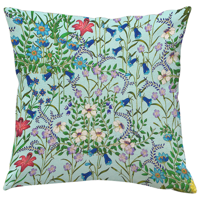 Декоративная подушка Стиль Gucci Wildflowers Blue Светло-голубой Мульти Декоративная подушка Стиль Gucci Wildflowers Blue Светло-голубой Мульти в Костроме | Loft Concept