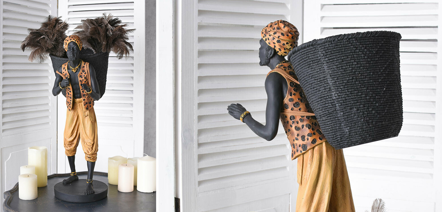 Аксессуар в колониальном стиле слуга с корзиной - фото