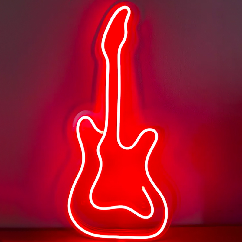 Неоновая настенная лампа Guitar Neon Wall Lamp Красный Прозрачный Неоновая настенная лампа Guitar Neon Wall Lamp Красный Прозрачный в Костроме | Loft Concept