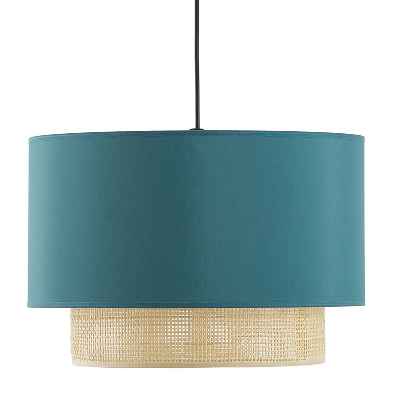 Подвесной светильник Ottar Wicker Turquoise lampshade Бежевый Бирюзовый Подвесной светильник Ottar Wicker Turquoise lampshade Бежевый Бирюзовый в Костроме | Loft Concept