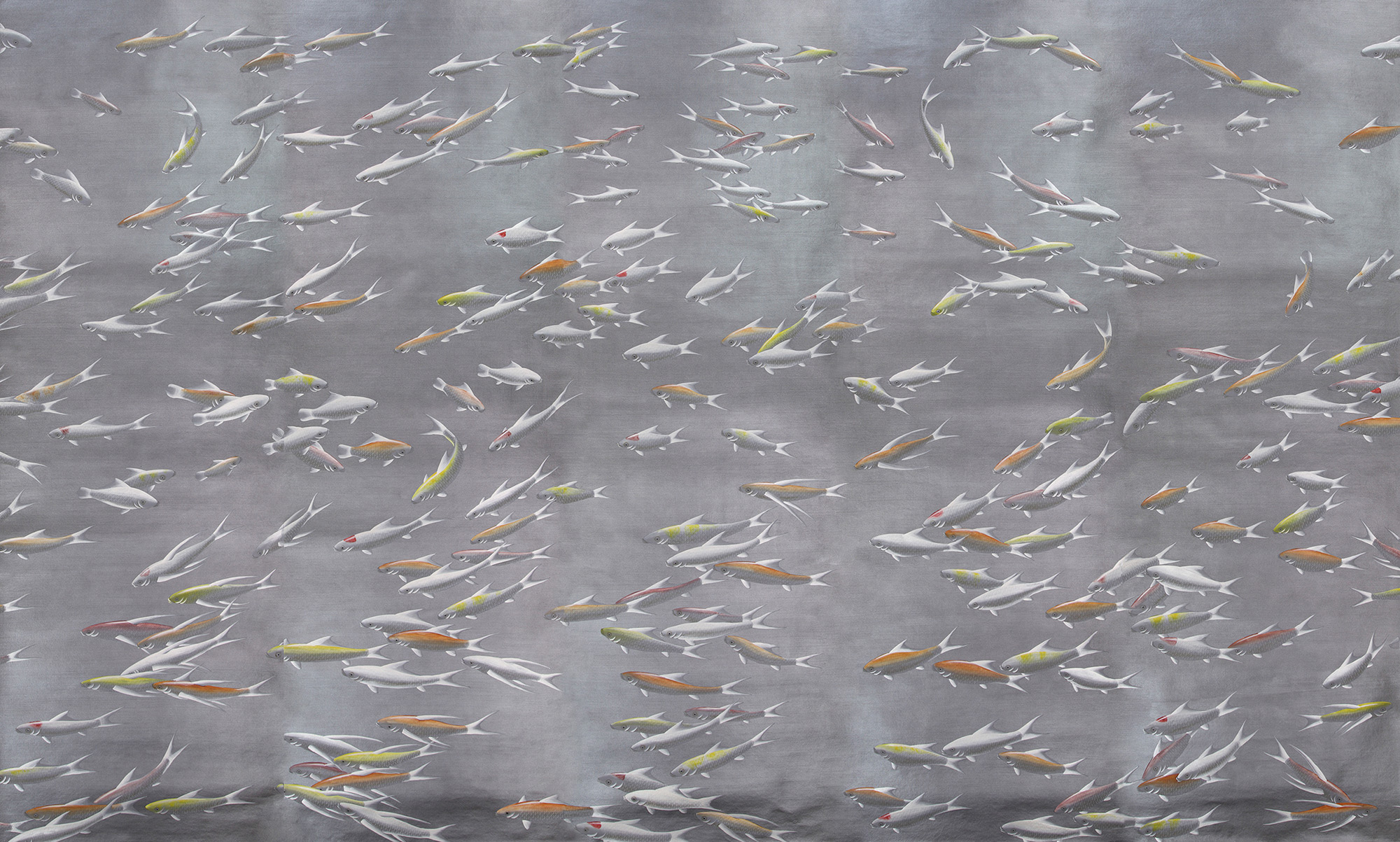 Обои ручная роспись Fishes Koi on Flash metallic Xuan paper Обои ручная роспись Fishes Koi on Flash metallic Xuan paper - постер Loft-Concept в Костроме