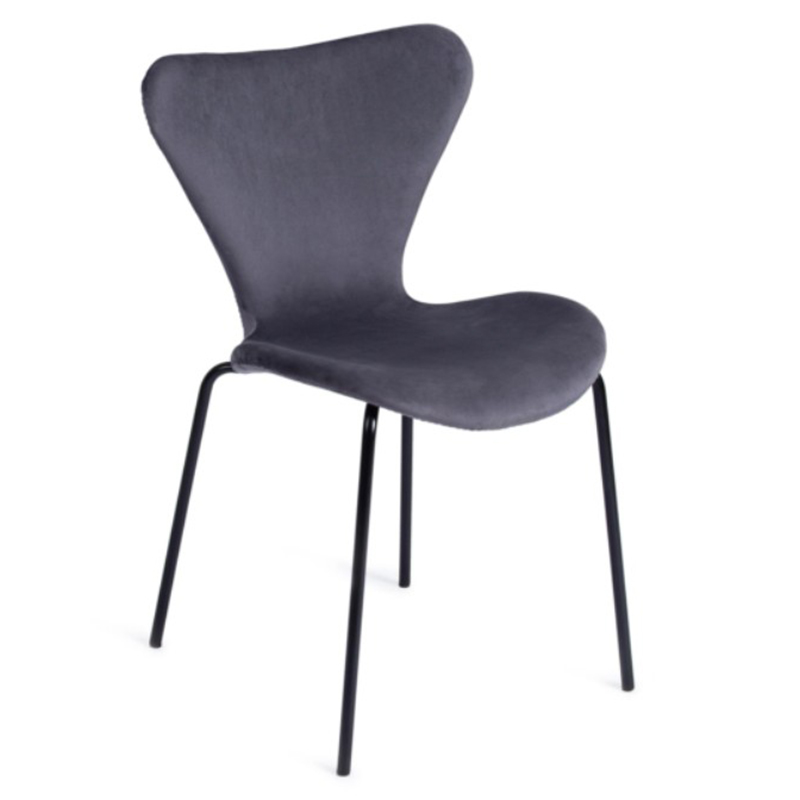 Стул Julissa Grey-Blue Chair флок Серо-голубой Черный Стул Julissa Grey-Blue Chair флок Серо-голубой Черный в Костроме | Loft Concept