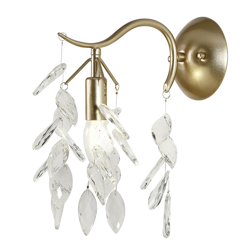 Бра Hanging Crystal Leaves Wall Lamp матовое золото Прозрачный (Transparent) Бра Hanging Crystal Leaves Wall Lamp матовое золото Прозрачный (Transparent) в Костроме | Loft Concept