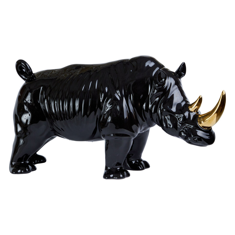 Статуэтка черный носорог с золотыми рогами Golden Horned Black Rhino Черный Золотой Статуэтка черный носорог с золотыми рогами Golden Horned Black Rhino Черный Золотой в Костроме | Loft Concept