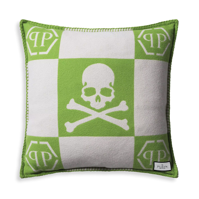 Подушка Philipp Plein Cushion Cashmere Skull 45 x 45 Green Зеленый Белый Подушка Philipp Plein Cushion Cashmere Skull 45 x 45 Green Зеленый Белый в Костроме | Loft Concept