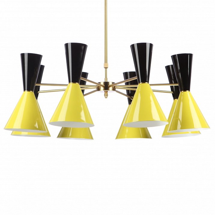 Люстра CAIRO Chandelier 8 Armblack black and yellow Черный Желтый Латунь Люстра CAIRO Chandelier 8 Armblack black and yellow Черный Желтый Латунь в Костроме | Loft Concept