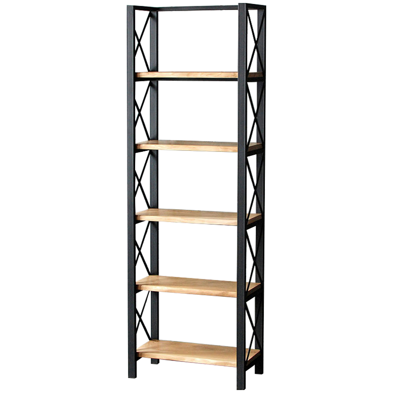 Стеллаж Forster Industrial Metal Rust Rack Черный Светлый дуб Стеллаж Forster Industrial Metal Rust Rack Черный Светлый дуб в Костроме | Loft Concept