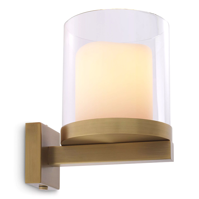 Бра Eichholtz Wall Lamp Donovan Brass Белый Латунь Прозрачное Стекло в Костроме | Loft Concept 