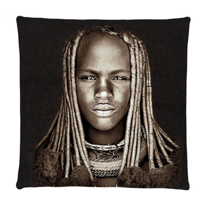 Декоративная Подушка Himba Girl Namibia Черный Серый Декоративная Подушка Himba Girl Namibia Черный Серый в Костроме | Loft Concept