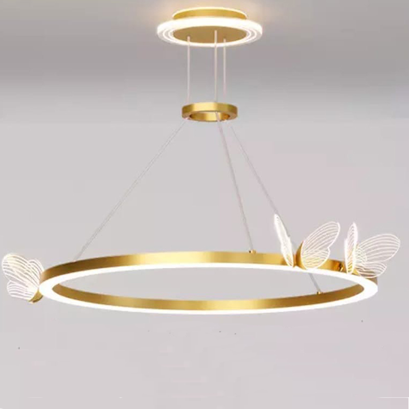 Подвесной светильник с бабочками Butterfly Ring F Прозрачный Латунь Подвесной светильник с бабочками Butterfly Ring F Прозрачный Латунь в Костроме | Loft Concept