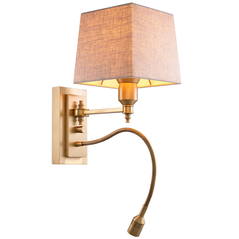 Бра Eichholtz Wall Lamp Ellington Brass Бежево-серый Латунь Бра Eichholtz Wall Lamp Ellington Brass Бежево-серый Латунь в Костроме | Loft Concept
