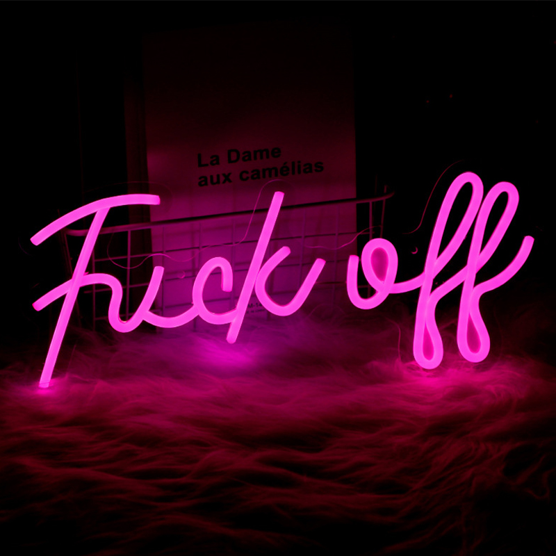 Неоновая настенная лампа Fuck Off Neon Wall Lamp Розовый Розовый Прозрачный Неоновая настенная лампа Fuck Off Neon Wall Lamp Розовый Розовый Прозрачный в Костроме | Loft Concept
