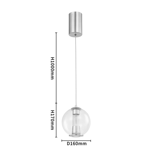 Подвесной светильник с плафоном в форме шара Inner Gleam Orb silver Подвесной светильник с плафоном в форме шара Inner Gleam Orb silver в Костроме