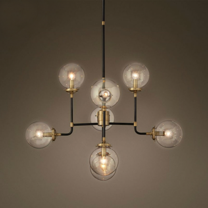 Люстра Bistro Globe Clear Glass Chandelier 8 Черный Люстра Bistro Globe Clear Glass Chandelier 8 Черный в Костроме | Loft Concept