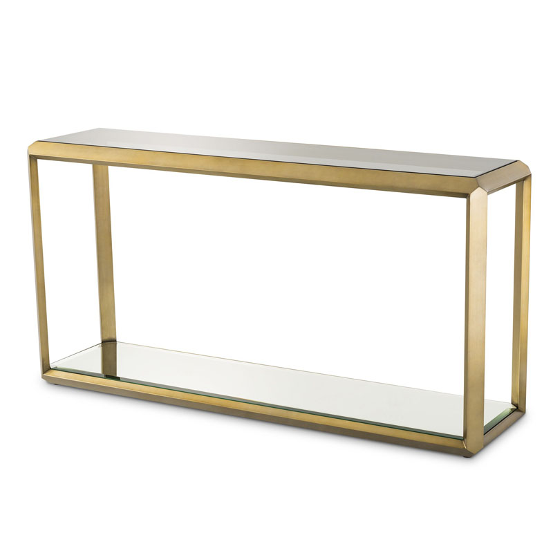 Консоль Eichholtz CONSOLE TABLE CALLUM Латунь Стекло Смок Консоль Eichholtz CONSOLE TABLE CALLUM Латунь Стекло Смок в Костроме | Loft Concept