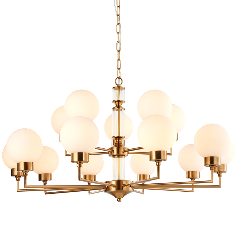 Люстра Zibille Chandelier Brass 93 Латунь Белое матовое стекло Прозрачный Люстра Zibille Chandelier Brass 93 Латунь Белое матовое стекло Прозрачный в Костроме | Loft Concept