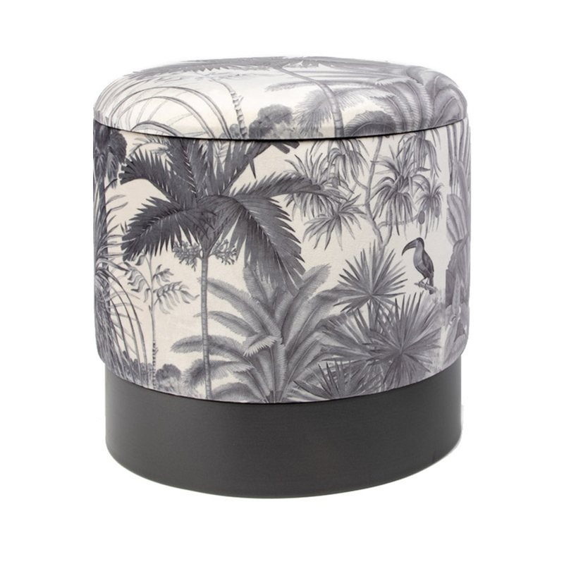 Пуф PUF Jungle Print plants&toucan small Мульти Черный Пуф PUF Jungle Print plants&toucan small Мульти Черный в Костроме | Loft Concept