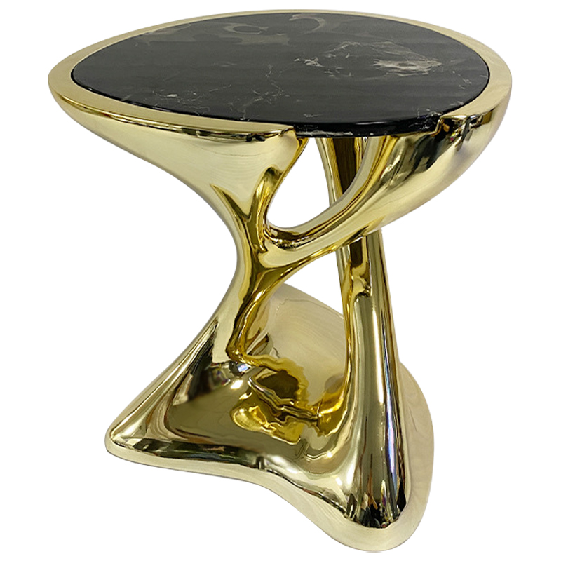 Приставной стол Molten Gold Side Table Глянцевое золото Черный Мрамор Nero Приставной стол Molten Gold Side Table Глянцевое золото Черный Мрамор Nero в Костроме | Loft Concept