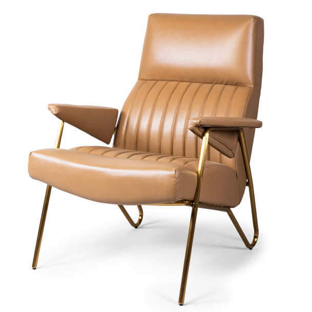Кресло Solonar light brown leather Коричневый Глянцевое золото Кресло Solonar light brown leather Коричневый Глянцевое золото в Костроме | Loft Concept