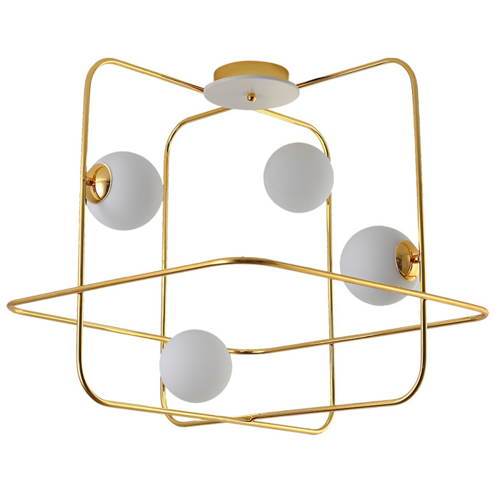 Люстра Broken Squares Balls Brass Белый Латунь Люстра Broken Squares Balls Brass Белый Латунь в Костроме | Loft Concept