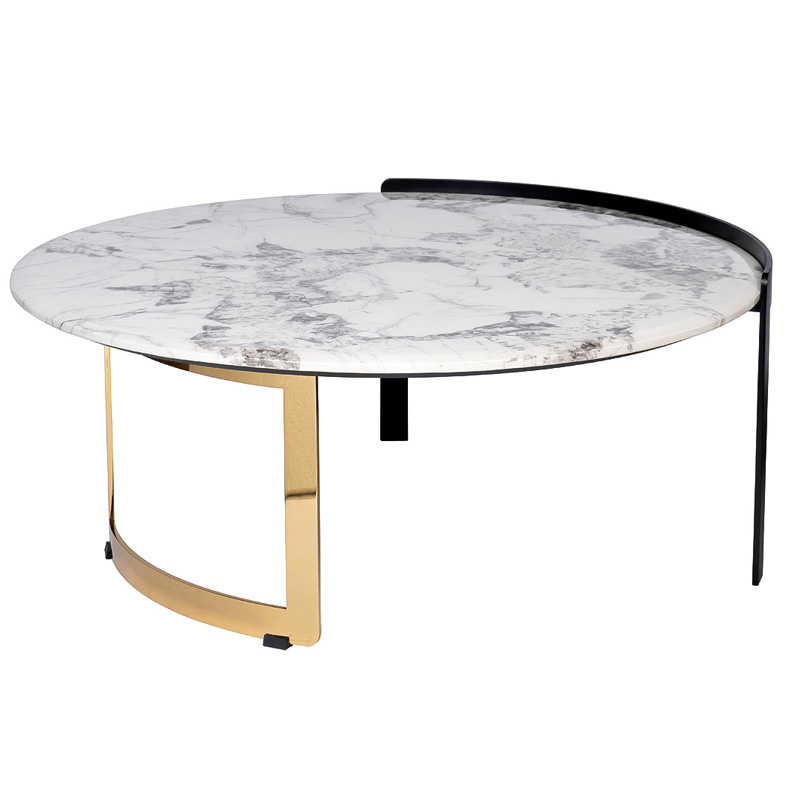 Кофейный стол Rodgeir Coffee Table Черный Глянцевое золото Белый Мрамор Bianco Кофейный стол Rodgeir Coffee Table Черный Глянцевое золото Белый Мрамор Bianco в Костроме | Loft Concept