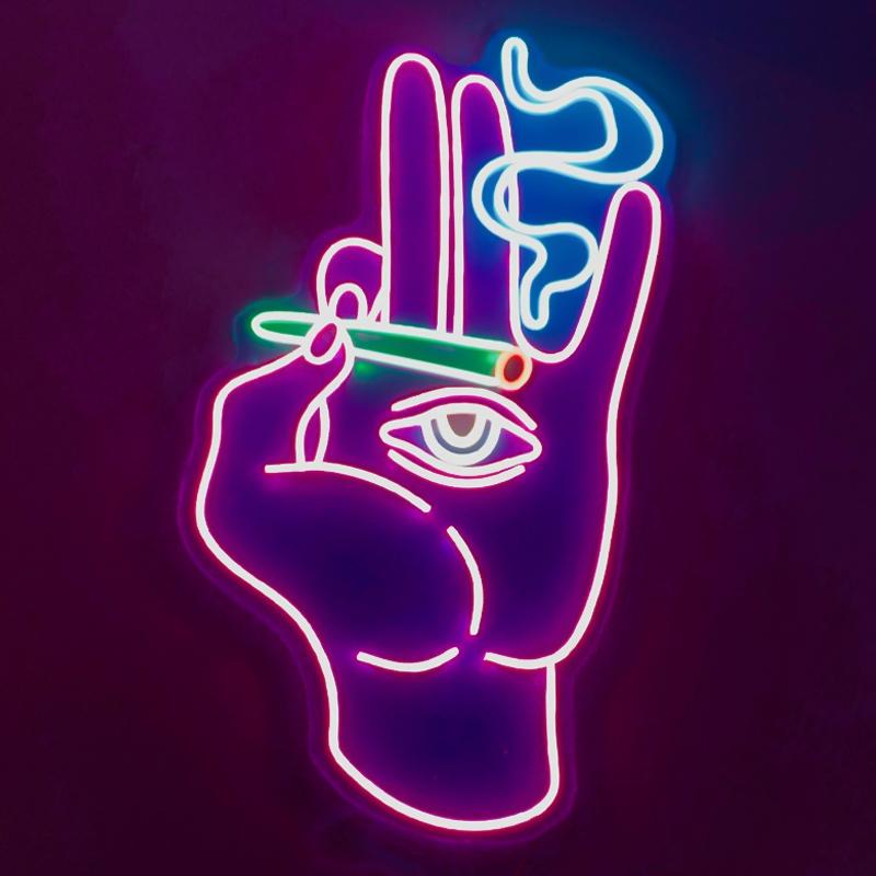 Неоновая настенная лампа Smoking Hand Neon Wall Lamp Розовый Мульти Неоновая настенная лампа Smoking Hand Neon Wall Lamp Розовый Мульти в Костроме | Loft Concept