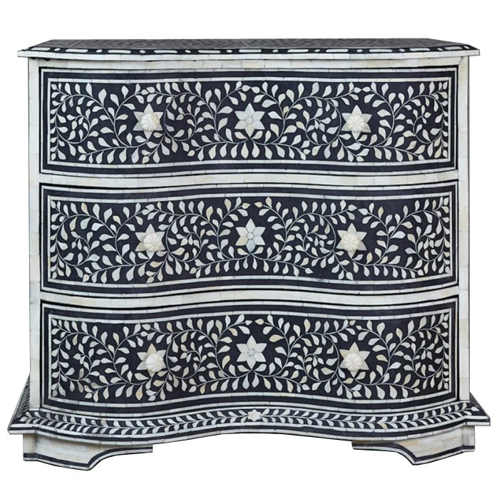 Комод Inlaid Bone Stars And Waves Белый Черный Комод Inlaid Bone Stars And Waves Белый Черный в Костроме | Loft Concept