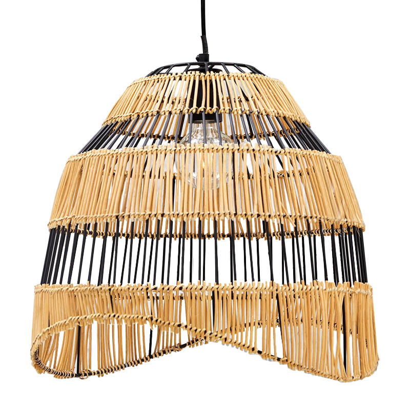 Люстра с плетеным абажуром Narayan Wicker Chandelier Древесина Черный Люстра с плетеным абажуром Narayan Wicker Chandelier Древесина Черный в Костроме | Loft Concept
