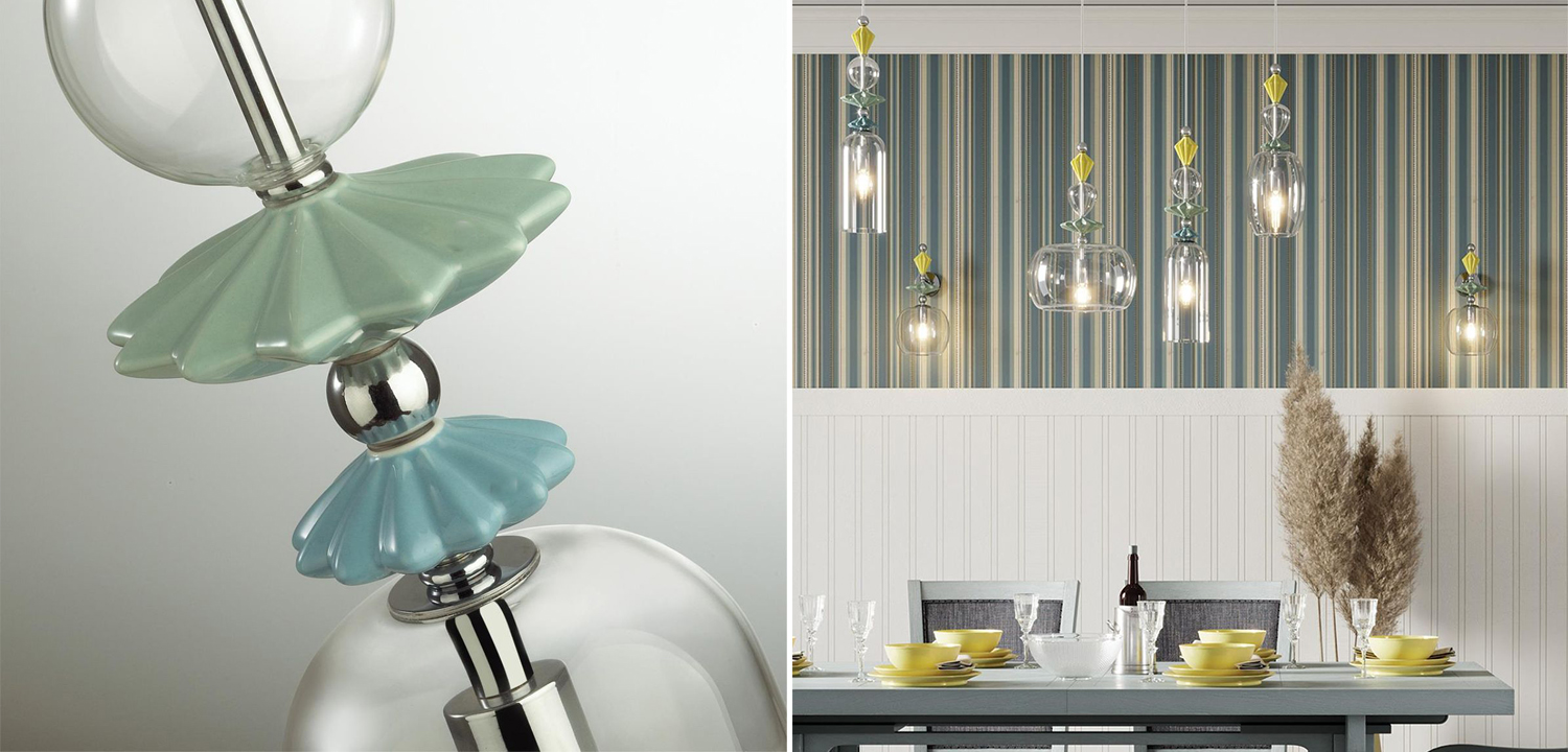 Подвесной светильник Iris Glas hanging lamp candy C chrome - фото