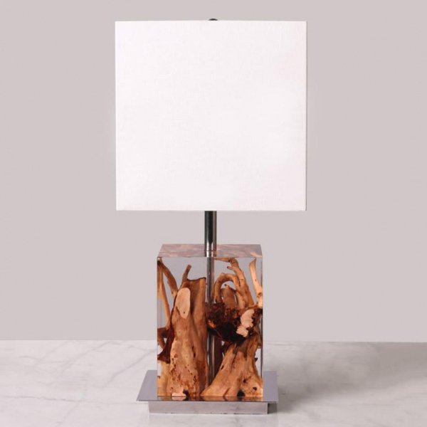 Настольная лампа Kisimi Table Lamp Белый Коричневый Настольная лампа Kisimi Table Lamp Белый Коричневый в Костроме | Loft Concept