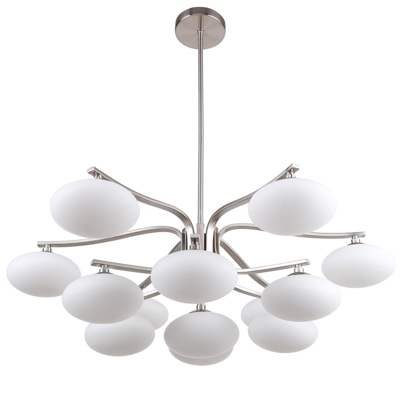 Oval Balls Mushrooms Chandelier 13 Silver Серебряный Прозрачный белый Oval Balls Mushrooms Chandelier 13 Silver Серебряный Прозрачный белый в Костроме | Loft Concept