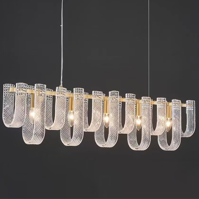 Линейная Люстра Prudence Textured Glass Linear Chandelier B Прозрачное Стекло Золотой Линейная Люстра Prudence Textured Glass Linear Chandelier B Прозрачное Стекло Золотой в Костроме | Loft Concept