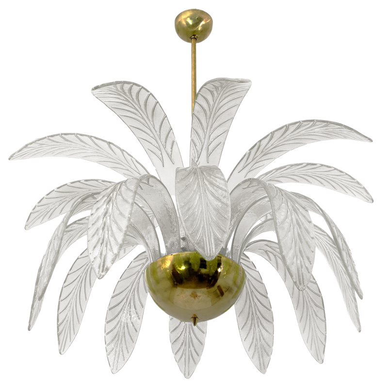 Люстра Modern Chandelier Palm White Стеклянные Листья Пальмы  Золотой Белое матовое стекло в Костроме | Loft Concept 