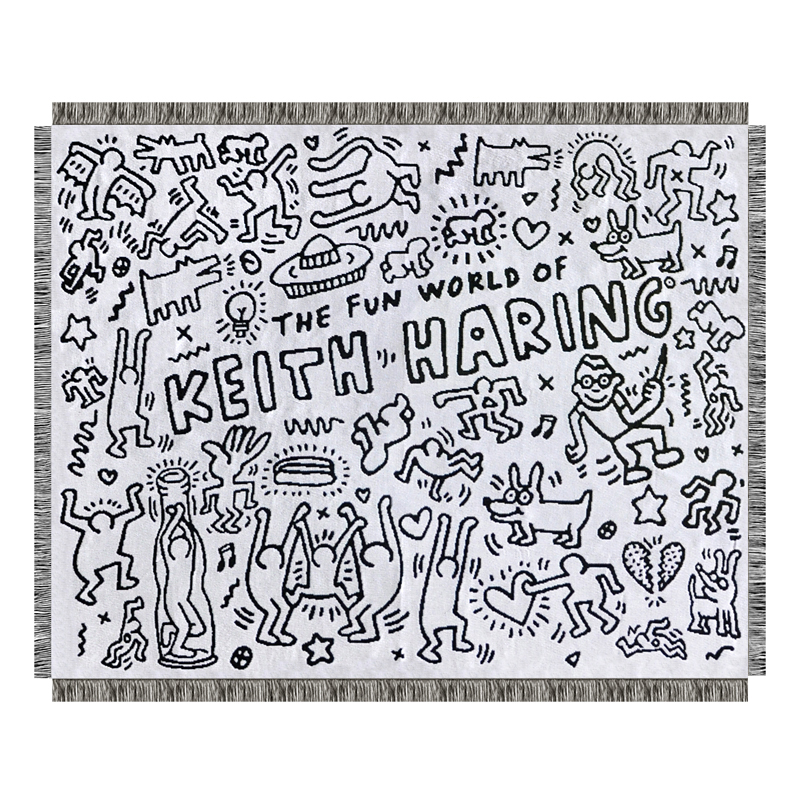 Покрывало граффити черно-белое Кит Харинг Keith Haring Bed Сover Черно-белый Покрывало граффити черно-белое Кит Харинг Keith Haring Bed Сover Черно-белый в Костроме | Loft Concept