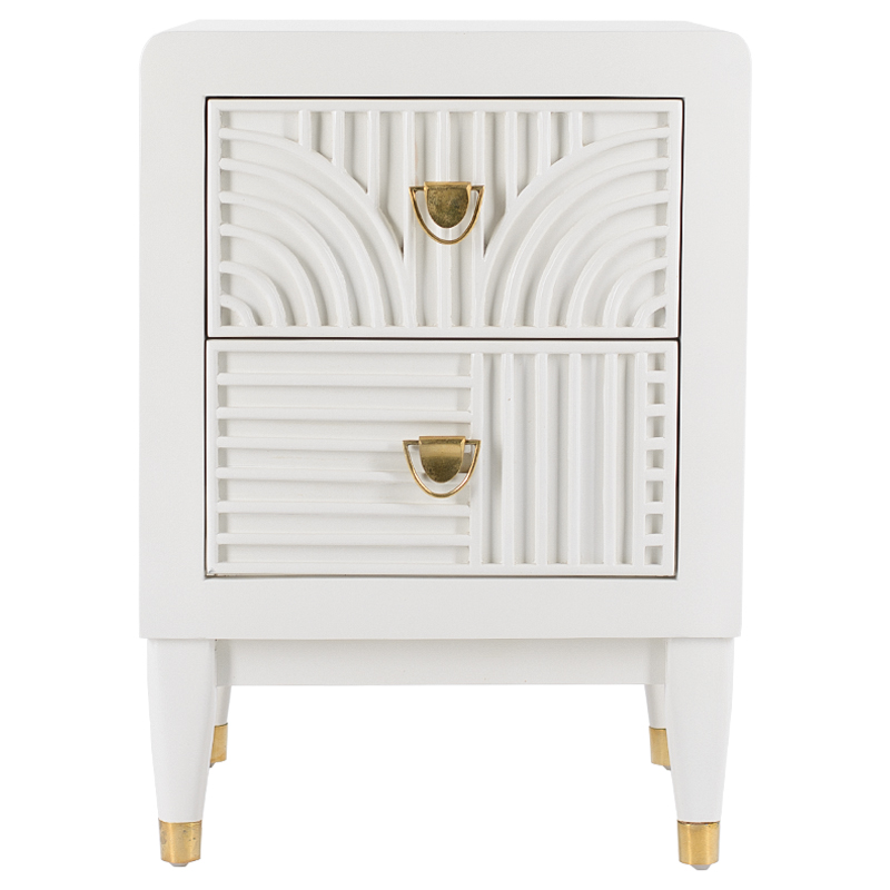 Тумба Seymour Bedside Table White Латунь Белый Тумба Seymour Bedside Table White Латунь Белый в Костроме | Loft Concept