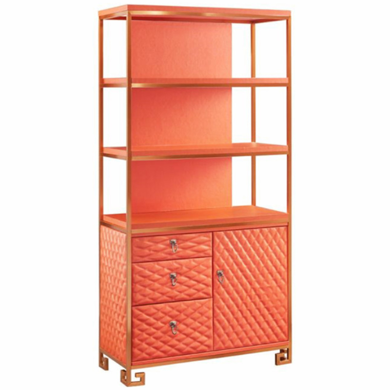 Стеллаж Bookcase Leather Capitone Золотой Оранжевый Стеллаж Bookcase Leather Capitone Золотой Оранжевый в Костроме | Loft Concept