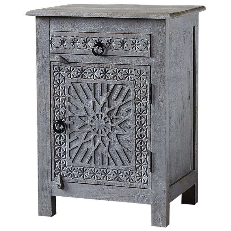Тумба Indian Antique Furniture Akshi Nightstand Серый Коричневый Тумба Indian Antique Furniture Akshi Nightstand Серый Коричневый в Костроме | Loft Concept