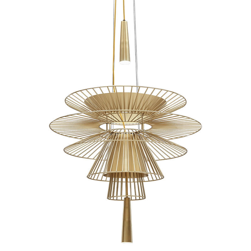 Люстра с металлическим плафоном Shade Metal Chandelier Золотой Люстра с металлическим плафоном Shade Metal Chandelier Золотой в Костроме | Loft Concept