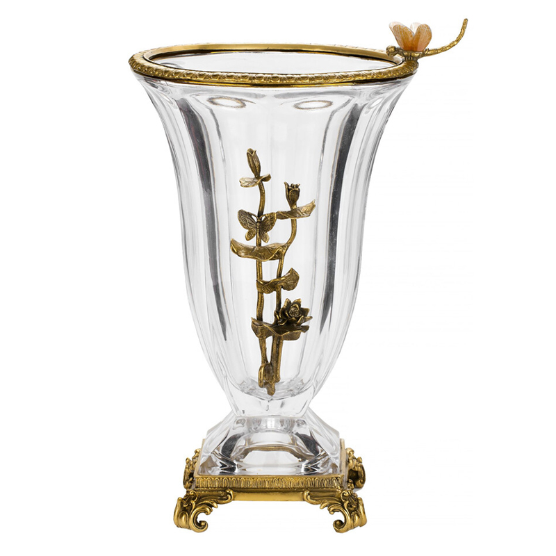 Ваза из прозрачного стекла с бронзовой вставкой в виде цветущей ветви Eden Garden porcelain and bronze Прозрачное Стекло Бронза Ваза из прозрачного стекла с бронзовой вставкой в виде цветущей ветви Eden Garden porcelain and bronze Прозрачное Стекло Бронза в Костроме | Loft Concept
