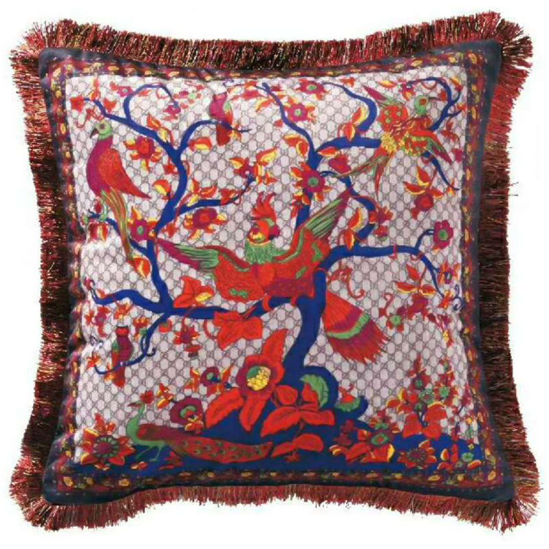 Декоративная подушка Cтиль Gucci Birds On The Tree Мульти в Костроме | Loft Concept 