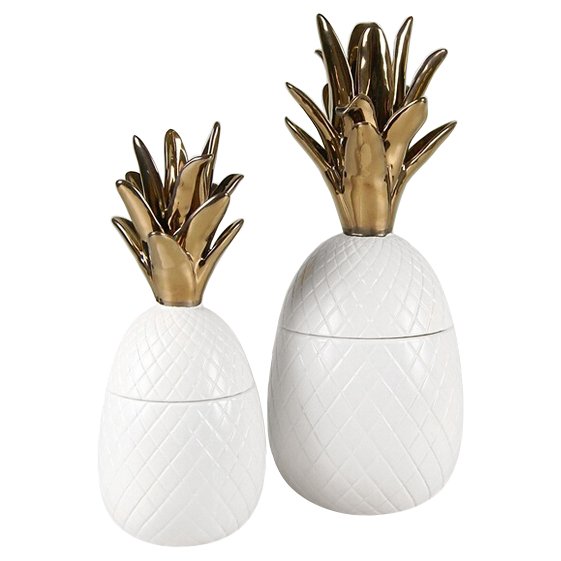 Ваза настольная Pineapple White Белый Золотой Ваза настольная Pineapple White Белый Золотой в Костроме | Loft Concept