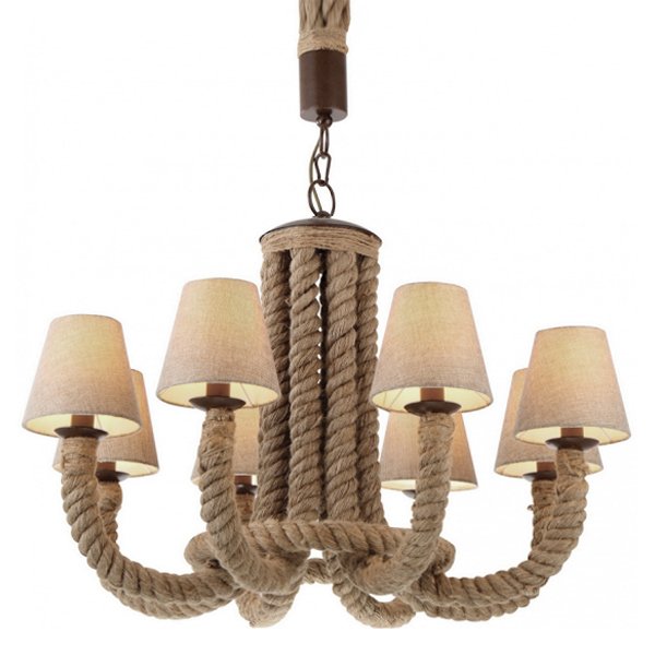 Люстра Rattan Chandelier 8 Loft Rope Light Люстра Rattan Chandelier 8 Loft Rope Light в Костроме | Loft Concept