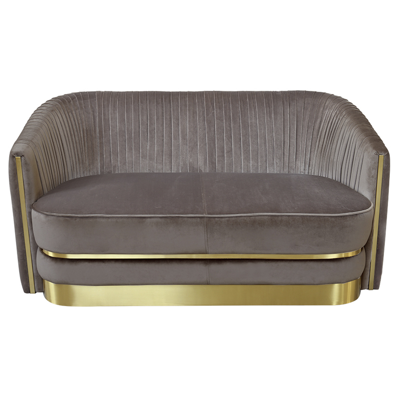 Диван двухместный велюр Bolger sofa Серый Золотой Диван двухместный велюр Bolger sofa Серый Золотой в Костроме | Loft Concept